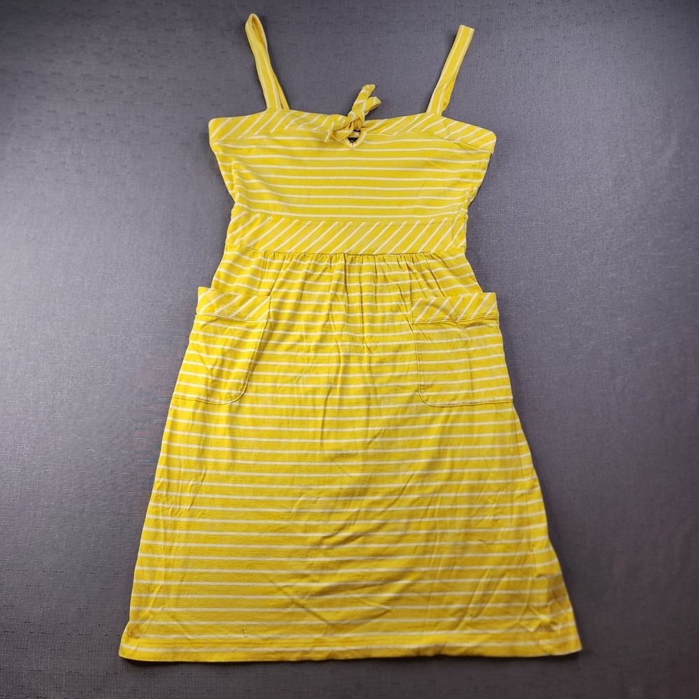 Nautica Womens Yellow White Striped Sundress Pockets Feminine Preppy